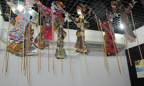 Character models of Qibao shadow play hanging up in Zhu Mojun's office [Photos: Chen Xiaoru/GT]