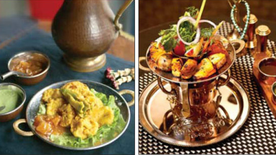 Dishes offered by Beijing's Indian restaurants Hazara (left) and Khajuraho