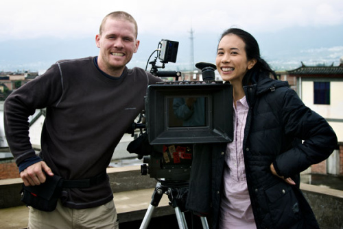 Filmmaker Jay Hubert and actress Karen Mok have a profession - and perhaps great legs - in common. Provided to China Daily