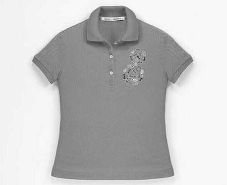 In the Campana brothers' design of the new Lacoste Polo, the iconic crocodile emblem is arranged into a spiral.