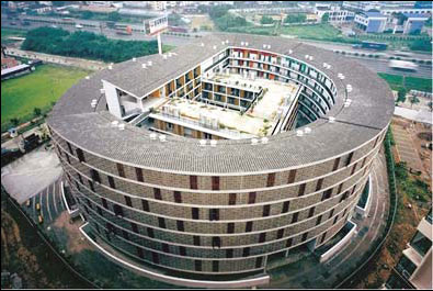 Traditional architecture such as the earth towers of the Hakka people in Fujian province has inspired this residential complex in Guangzhou. Provided to China Daily