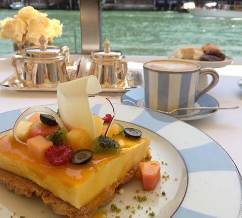 The Gritti Palace's menu presents dessert tarts. (Photo provided to China Daily)