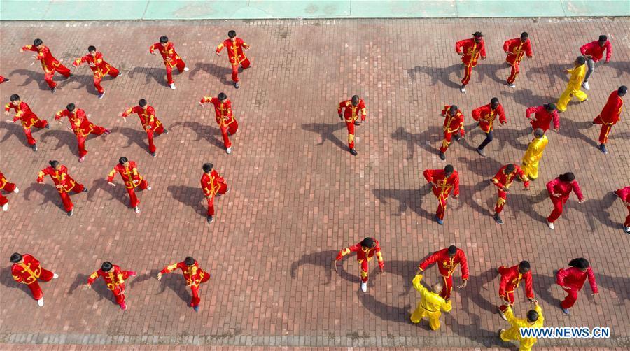 African students learn martial arts in Xinyu, east China\'s Jiangxi Province, Sept. 5, 2018. The Xinyu university set up courses of embroidery and martial arts for African students to learn about Chinese culture as the new semester begins. (Xinhua/Song Zhenping)