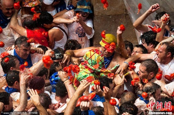 La Tomatina is held in Spain in 2013. [Photo: Agencies]