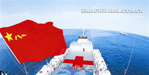 The picture shows the Peace Ark hospital ship of the Navy of the Chinese Peoples Liberation Army (PLA) is sailing across the Gulf of Aden on September 16, 2010. (Photo by Jv Zhenhua)