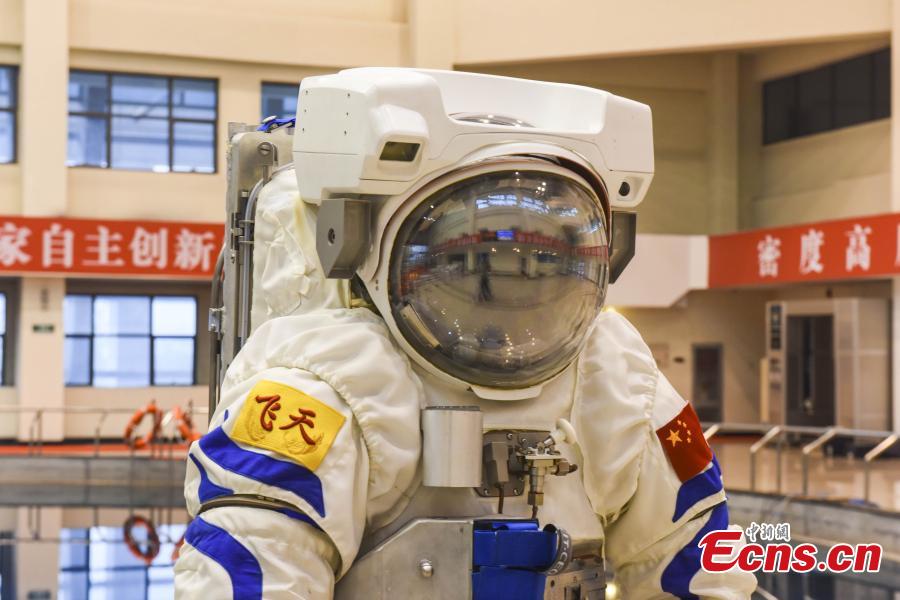 Underwater training suit for astronaut on first show 