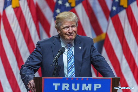 File photo taken on July 16, 2016 shows U.S. Republican presidential candidate Donald Trump attends a campaign event in New York, the United States. (Photo: Xinhua/Li Muzi)