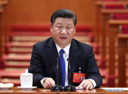 Xi Jinping presides over the preparatory meeting for the 19th National Congress of the Communist Party of China (CPC), at the Great Hall of the People in Beijing, capital of China, Oct 17, 2017. [Photo/Xinhua]